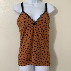 Pact Sustainable Cotton Orange Polka Dot Y2K Summer Casual Festival Camisole L